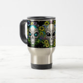 Mug De Voyage Crânes et fleurs d'aliens extraterrestres  (Devant gauche)