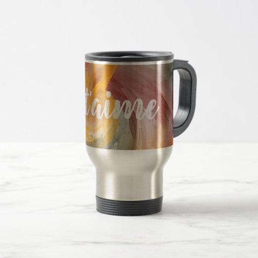 Mug De Voyage Cravate-teinture orange vert peint Aquarelle dans (Devant droit)
