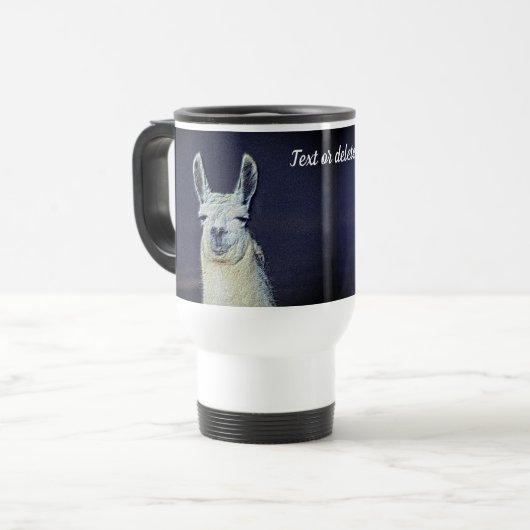 Mug De Voyage Crayon Art numérique visage Llama Personnalisé (Devant gauche)