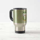Mug De Voyage Crème verte douce mignonne et hibou jaune (Devant gauche)