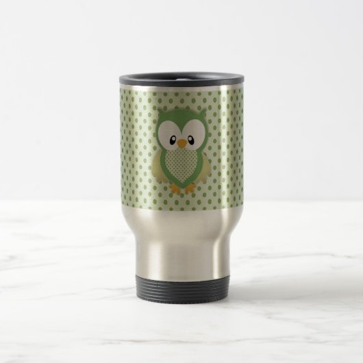 Mug De Voyage Crème verte douce mignonne et hibou jaune (Centre)