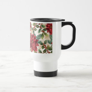 Mug De Voyage Crème verte rouge Retro les années 50 Poinsettia