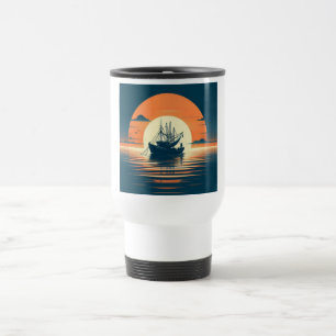 Mug De Voyage crevettes vintages/marines/pêche