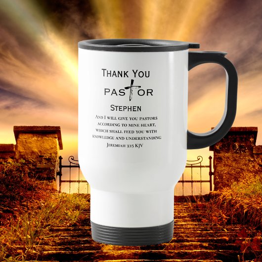 Mug De Voyage Croix d'appréciation du pasteur personnalisée