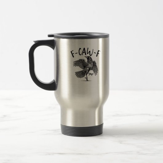 Mug De Voyage Crow, F-Caw-F Funny Bird Aesthetic Casual (Gauche)