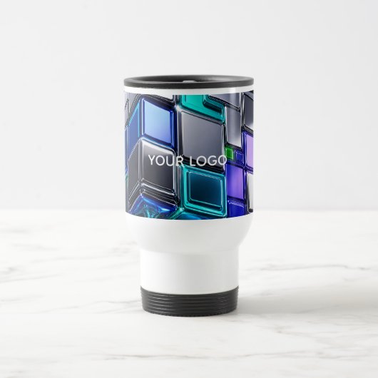 Mug De Voyage Cube de puzzle chromé futuriste (Centre)