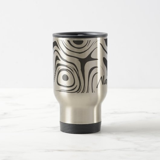 Mug De Voyage Custom Grey Abstract Swirly Pattern Personalised (Centre)