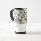 Mug De Voyage Custom Pattern Elegant Magnolia Flowers (Devant gauche)