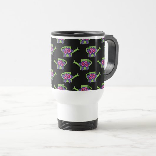 Mug De Voyage Cute arrosage canne avec Bouquet de fleurs (Devant droit)