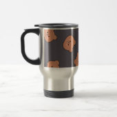 Mug De Voyage Cute Brown Teddy Bear Face Pattern Dark Blue (Gauche)