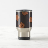 Mug De Voyage Cute Brown Teddy Bear Face Pattern Dark Blue (Centre)