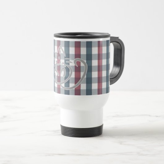 Mug De Voyage Cute Cat and Plaid Pattern (Devant droit)