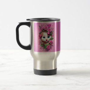 Mug De Voyage Cute Chic Kitten Shabby aux roses roses roses
