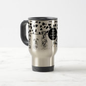 Mug De Voyage Cute Dalmatiens Noir & Blanc Zones Joyeuses (Devant gauche)