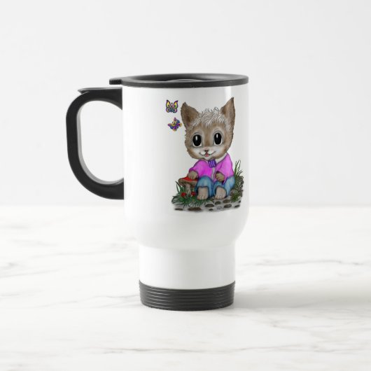 Mug De Voyage Cute Kitty Chat et Papillon (Gauche)