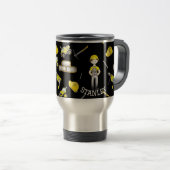Mug De Voyage Cute Noir Jaune Construction Camion Motif (Devant droit)