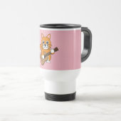 Mug De Voyage Cute Orange Chat Blanc Jouer Caricature Guitare (Devant droit)