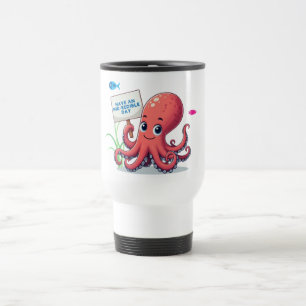 Mug De Voyage Cute, poulpe caricaturale avec poisson