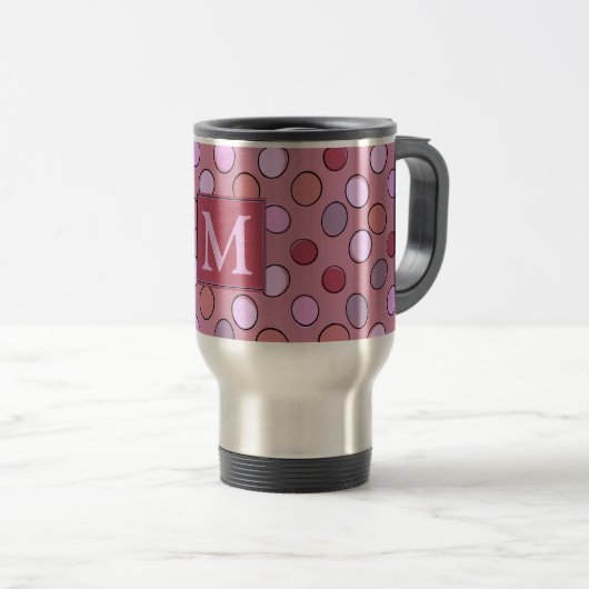 Mug De Voyage Cute Spotty Pink Pattern Monogram (Devant droit)
