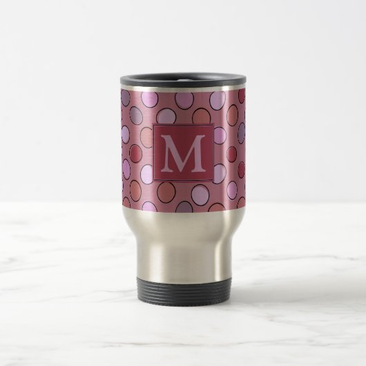 Mug De Voyage Cute Spotty Pink Pattern Monogram (Centre)