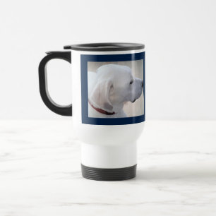 Mug De Voyage Cute White Labrador Chien Profil Fier Papa Bleu