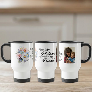 Mug De Voyage D'abord ma mère 1 photo fleurs blanches