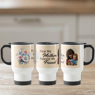 Mug De Voyage D'abord ma mère 1 photo fleurs pêche