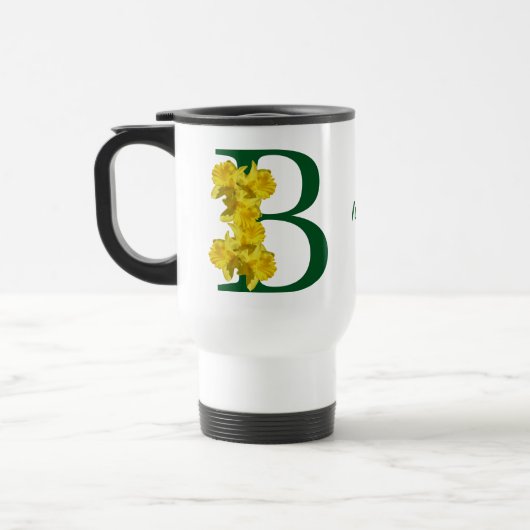 Mug De Voyage Daffodique Monogramme Initial B Votre Nom  (Gauche)