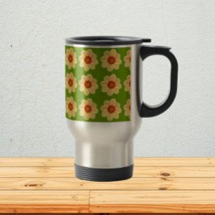 Mug De Voyage Dahlia jaune motif floral sur vert