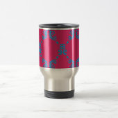 Mug De Voyage Damassé Aqua-Magenta (Centre)