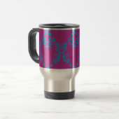 Mug De Voyage Damassé Aqua-Pourpre (Devant gauche)