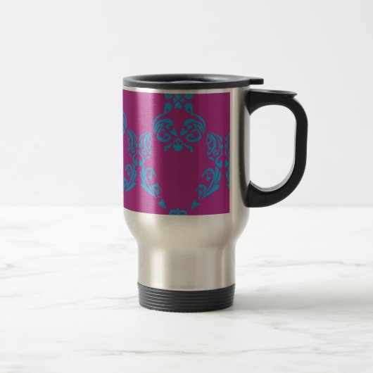 Mug De Voyage Damassé Aqua-Pourpre (Droit)