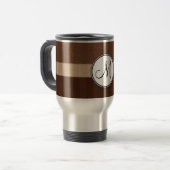 Mug De Voyage Damassé Brown en cuir avec les rayures et le (Devant gauche)
