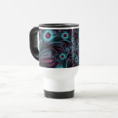 Mug De Voyage Dans la profondeur Bleu rose Abstrait Fractal Art (Devant gauche)