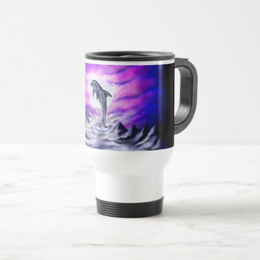 Mug De Voyage Dauphin clair de lune (Devant droit)