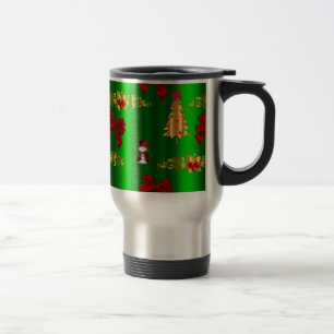 Mug De Voyage Décorations De Noël Sur Vert