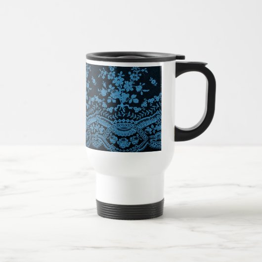 Mug De Voyage Dentelle bleue Grunge (Droite)