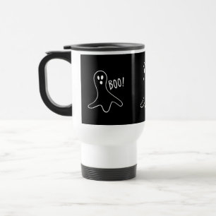 Mug De Voyage design de fantôme noir et blanc pour halloween