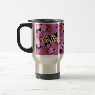 Mug De Voyage Design de fleurs de cosmos pourpre sur un Arrière