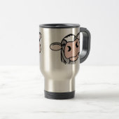 Mug De Voyage dessin animé vache noir blanc rose baiser gris ani (Devant droit)