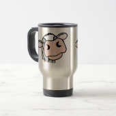 Mug De Voyage dessin animé vache noir blanc rose baiser gris ani (Devant gauche)