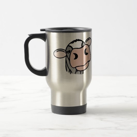 Mug De Voyage dessin animé vache noir blanc rose baiser gris ani (Gauche)