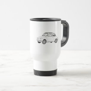 Mug De Voyage Dessin au crayon noir et blanc de Fiat 500