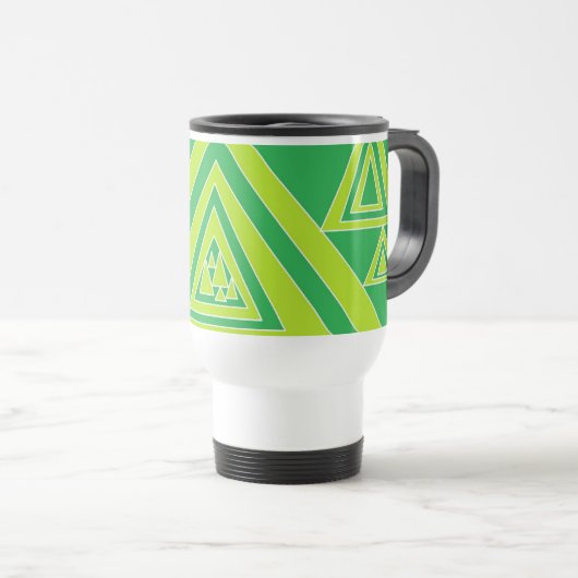 Mug De Voyage Dessin des forêts Abstraites des triangles verts (Devant droit)