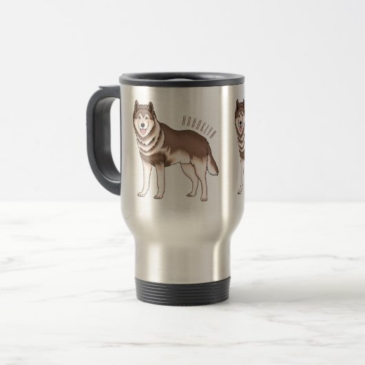Mug De Voyage dessin humoristique sibérien husky (Devant gauche)