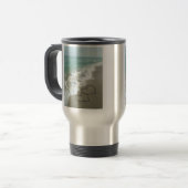 Mug De Voyage Deux Coeurs de sable sur la plage, Océan romantiqu (Devant gauche)