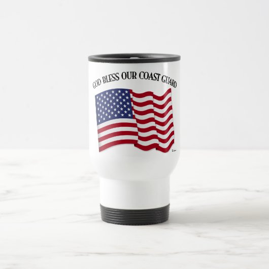 Mug De Voyage DIEU BÉNISSE LA GARDE CÔTIÈRE avec & drapeau améri (Centre)