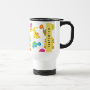 Mug De Voyage Dinosaures Mignons, Motif Des Dinosaures, Votre No