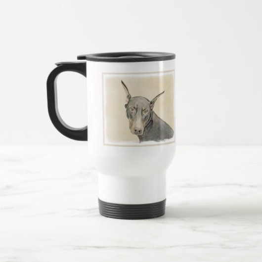 Mug De Voyage Doberman Pinscher Peinture - Art Chien original (Gauche)