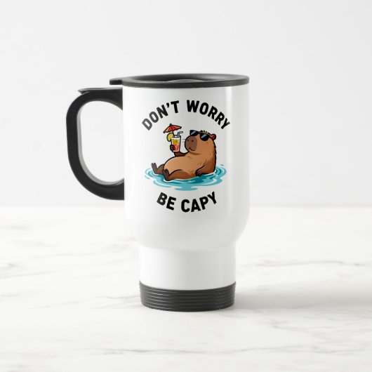 Mug De Voyage Don't Worry Be Capy Funny Capybara Pun (Gauche)